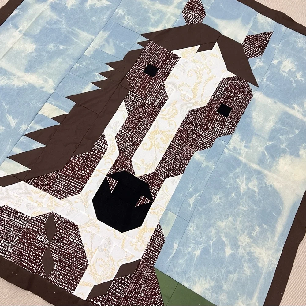 Handmade Original horse Baby Quilt Top 47x47